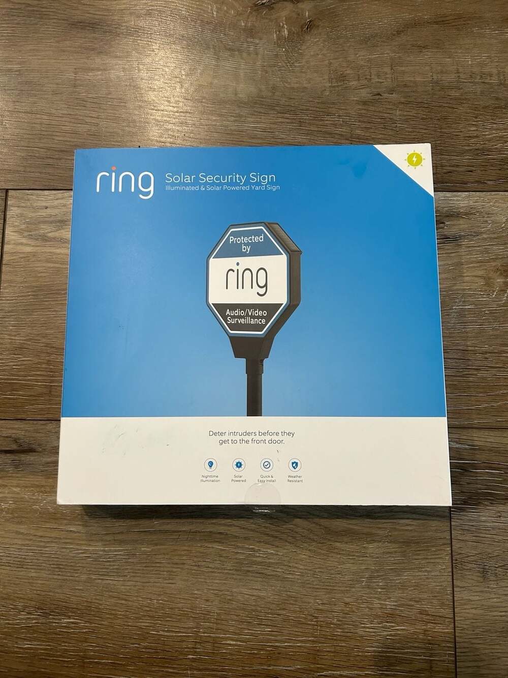Ring Solar Security Sign Illuminated & Solar Powered Yard Sign